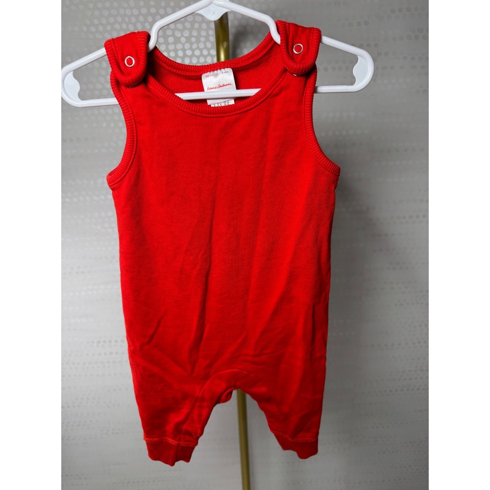 Hanna Andersson Baby Red Sleeveless Romper 3-6 Months 60 cm Cotton One Piece